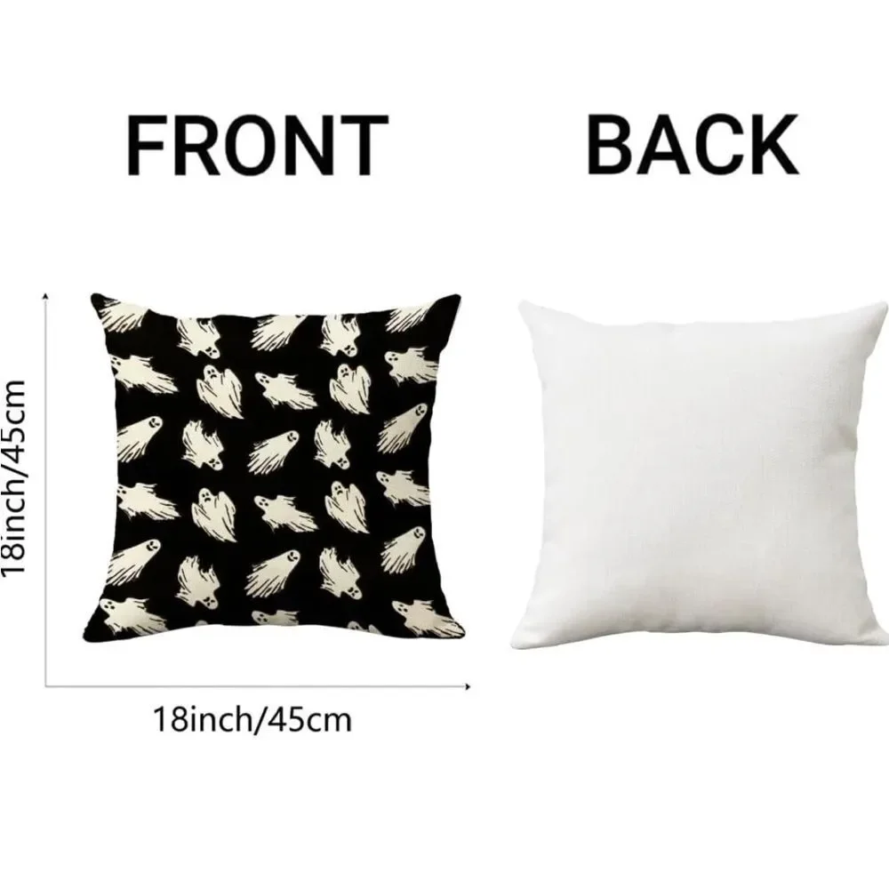 Black and White Ghost Throw Pillow Covers Set